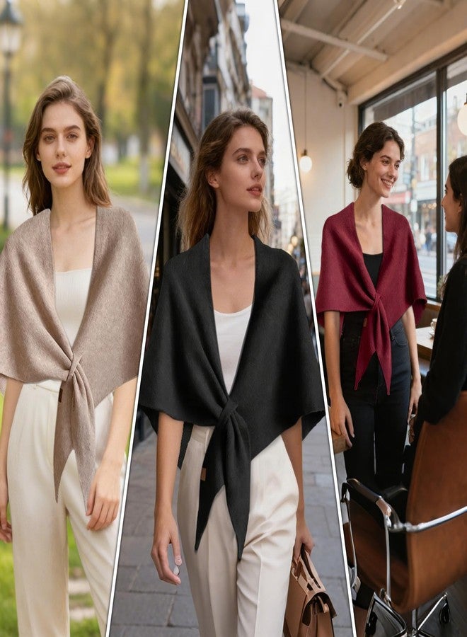 شالات باشمينا نسائية محبوكة، شالات وأغطية، كارديجان، عباءة، صوف، كشمير، بلوزة كتف، شال، وشاح 2025 (أسود) - Image 3